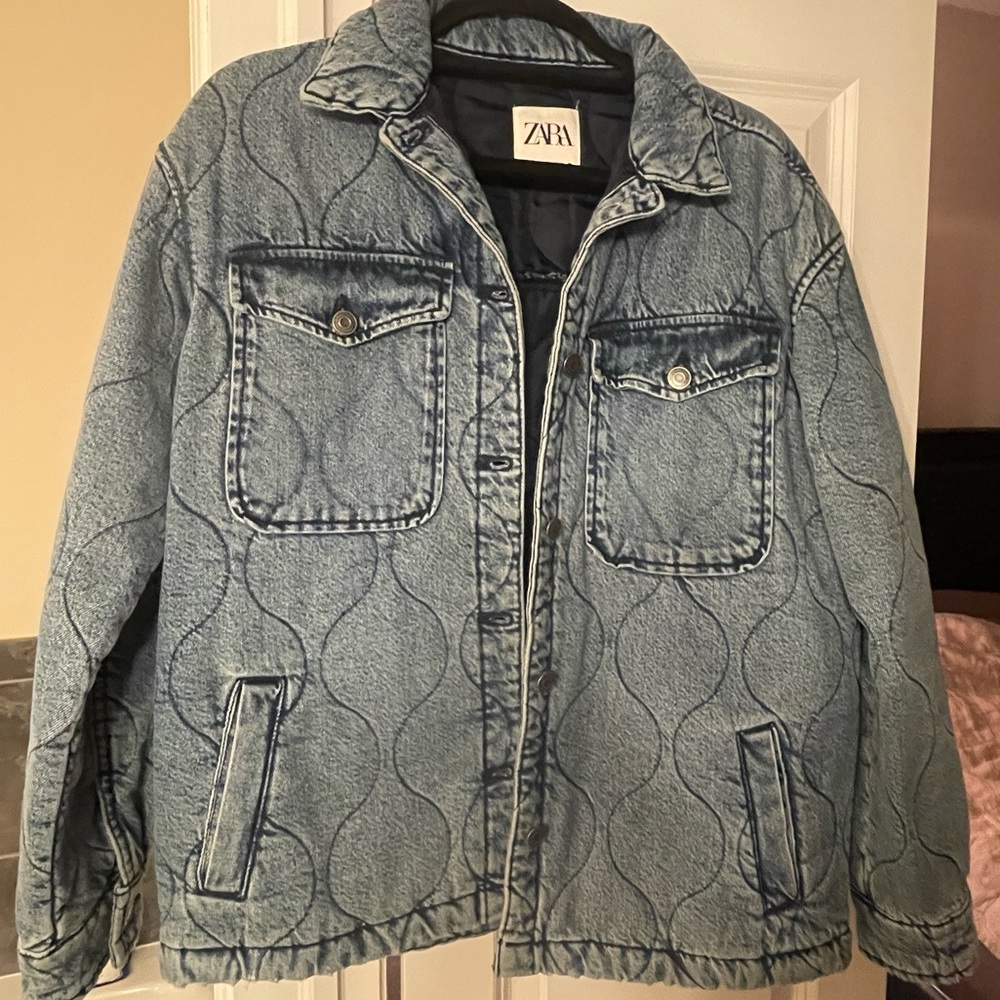 Zara Quilted Denim Jacket